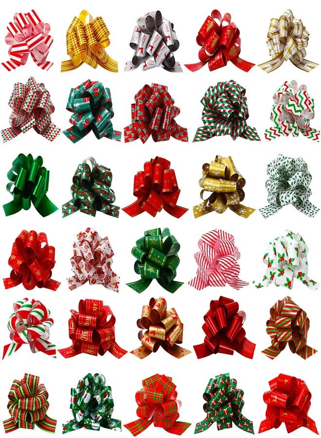 DTOFOOT 12 PCS Christmas Pull Bows,Plastic Christmas Wrap Pull Bows Gift Box Ribbon Lace for Xmas Gift Box Bouquet Basket Wrapping Party Decoration (12) - Image 1